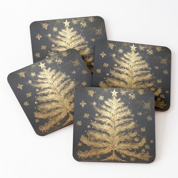 Item preview, gold leaf stencil art christmas tree designed and sold by dcrc.