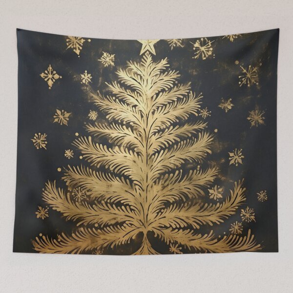 Item preview, gold leaf stencil art christmas tree designed and sold by dcrc.