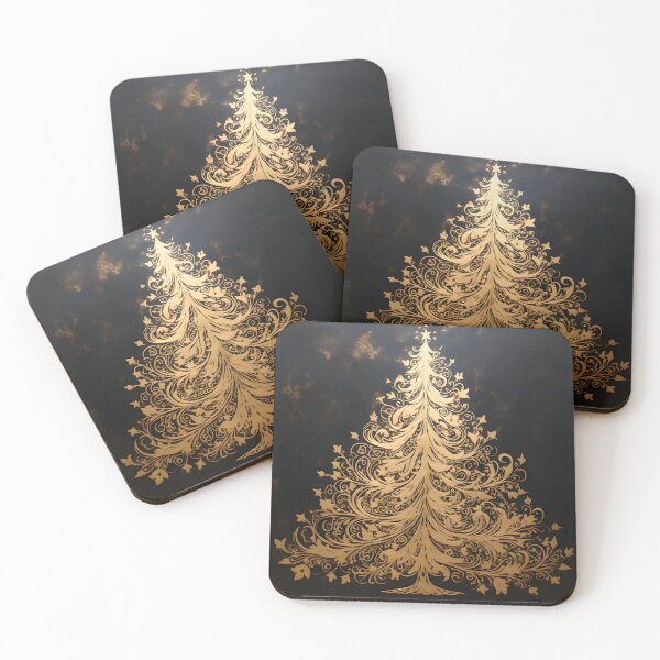 Item preview, gold leaf stencil art christmas tree designed and sold by dcrc.