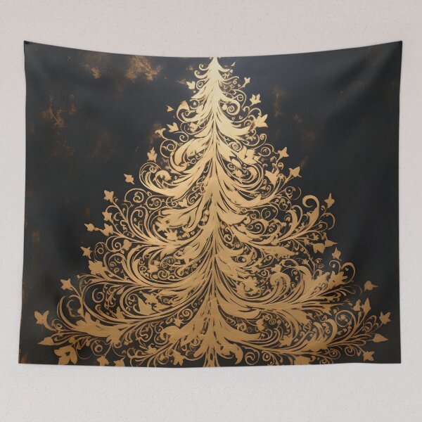Item preview, gold leaf stencil art christmas tree designed and sold by dcrc.