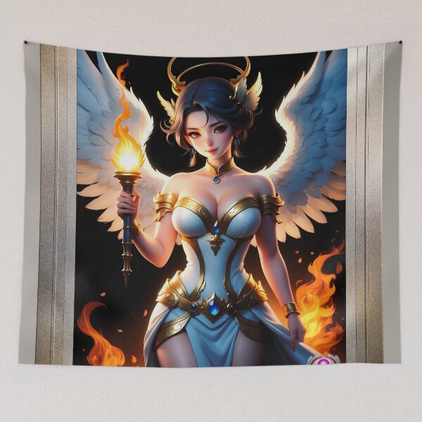 Item preview, Winged Anime Girl Torch Bearer Striking AI Concept Art Portrait by Xzendor7 designed and sold by Xzendor7 Digital Art Creations.