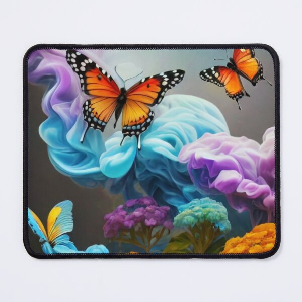 Item preview, Myosotis and Butterflies in a Colorful 3D Smokescape designed and sold by FitchByEvelyn.