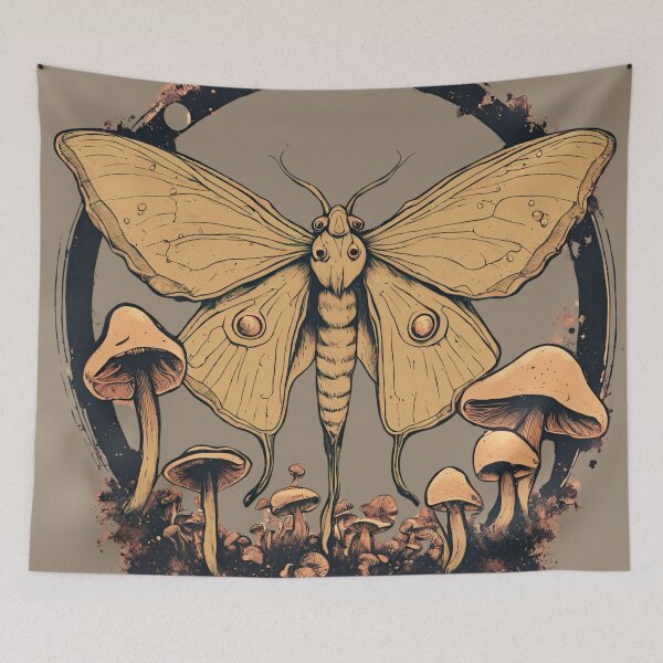 Item preview, Dark FairyGrunge Goblincore Mushroom and Luna Moth designed and sold by MeadowLoom.