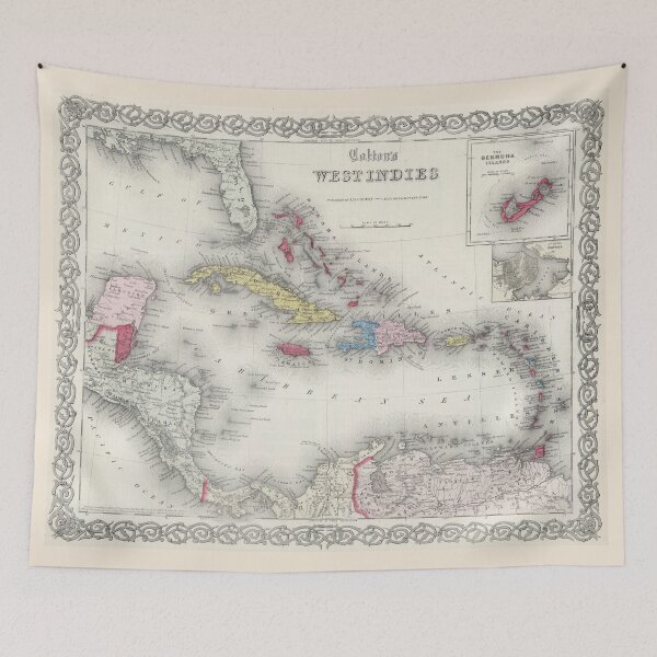 Item preview, Vintage Map of The Caribbean (1865) designed and sold by BravuraMedia.