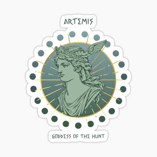 Artemis goddess of the hunt Sticker by Mirksaz-designs