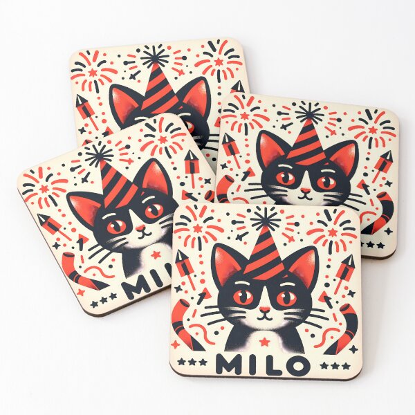 Item preview, Festive Cat with Party Hat Illustration designed and sold by FayeWong.