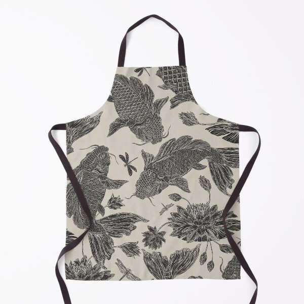 Item preview, Koi Block Print on Warm Linen designed and sold by Silver Steer Design.