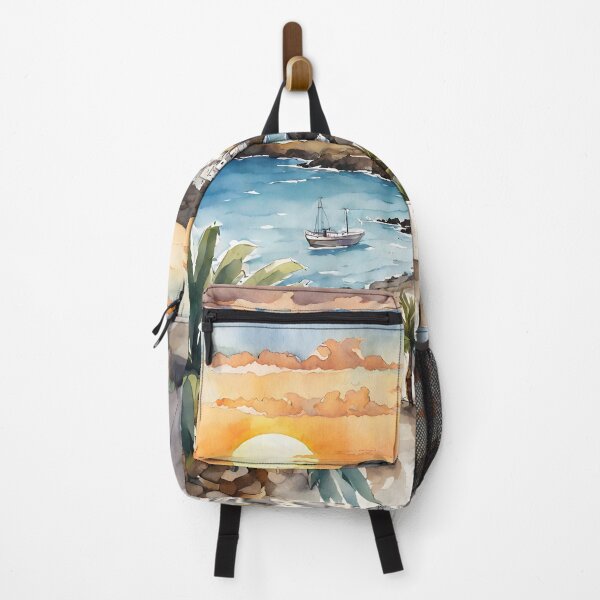 Item preview, Lanzarote Town Sunset: Watercolor Beauty designed and sold by LSVart.