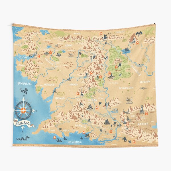 Middle earth best sale map tapestry