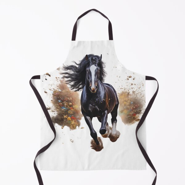 Item preview, Black Shire Horse Running, watercolor with color splatters designed and sold by Cute-Forever.