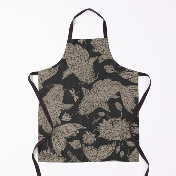Item preview, Koi Block Print on Dark Linen designed and sold by Silver Steer Design.