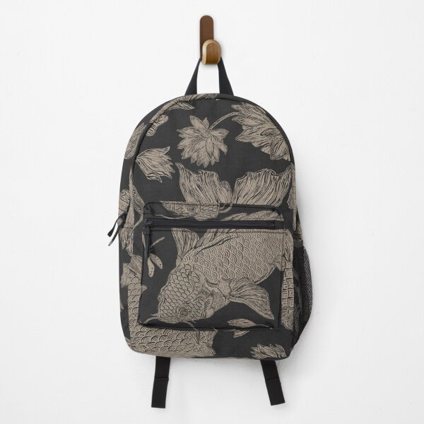 Item preview, Koi Block Print on Dark Linen designed and sold by Silver Steer Design.