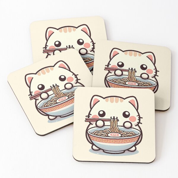 Item preview, kawaii vintage style cat eating japanese ramen designed and sold by NexaArts.