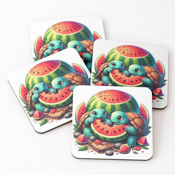 Item preview, Two cute turtles eat watermelon designed and sold by CreativeSparkzz.