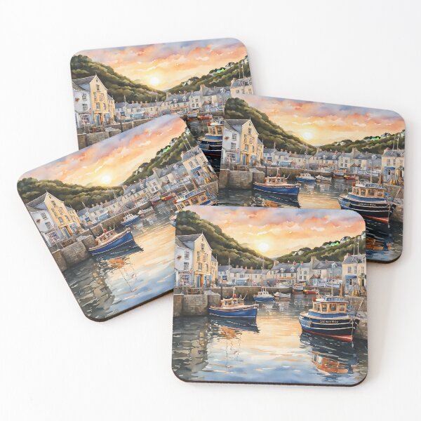 Item preview, Padstow Harbour Sunset: Watercolor Beauty designed and sold by LSVart.