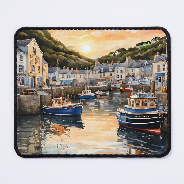 Item preview, Padstow Harbour Sunset: Watercolor Beauty designed and sold by LSVart.