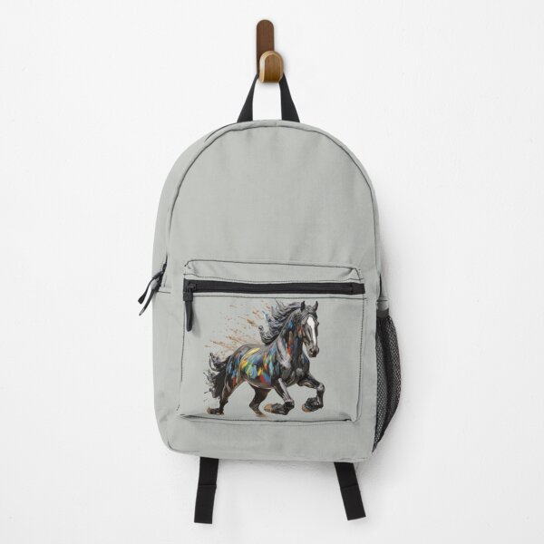 Item preview, Black Watercolor Shire Horse Running with color splatters designed and sold by Cute-Forever.