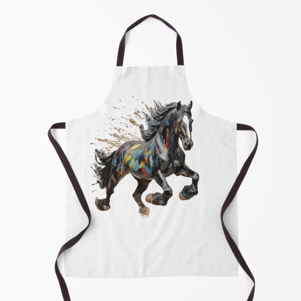 Item preview, Black Watercolor Shire Horse Running with color splatters designed and sold by Cute-Forever.