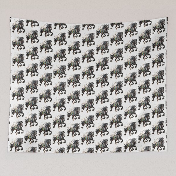 Item preview, Black Watercolor Shire Horse Running with color splatters designed and sold by Cute-Forever.