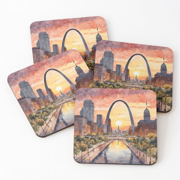 Item preview, Sunset Splendor at St. Louis Gateway Arch - USA Watercolor Scenic View designed and sold by LSVart.