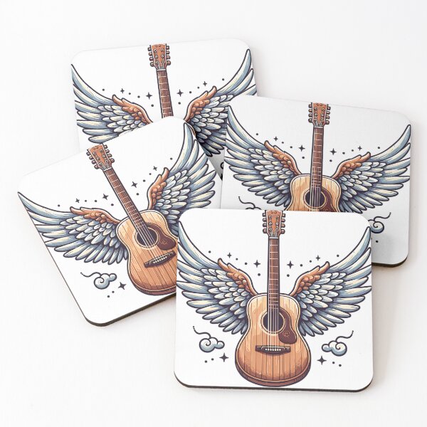 Item preview, Guitar with wings in comic style designed and sold by LongIslandDesgn.