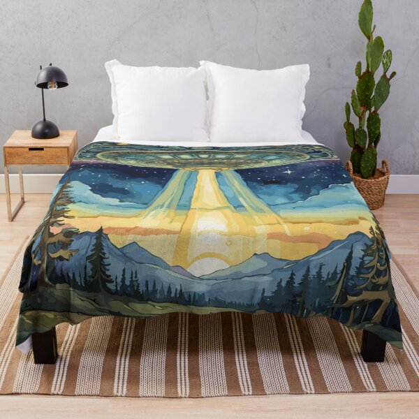 Item preview, Celestial Visit Art Nouveau UFO Encounter Illustration designed and sold by ElLocoMus.