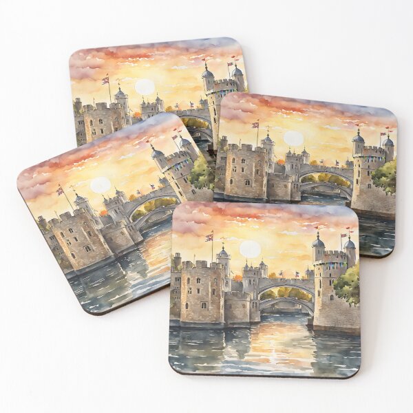 Item preview, Sunset Serenity: Tower of London Watercolor Beauty designed and sold by LSVart.