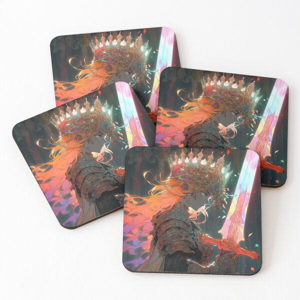 Item preview, Fantasy Warrior Fiery Aura Illuminated Crown Anime Girl designed and sold by bubblegoth.
