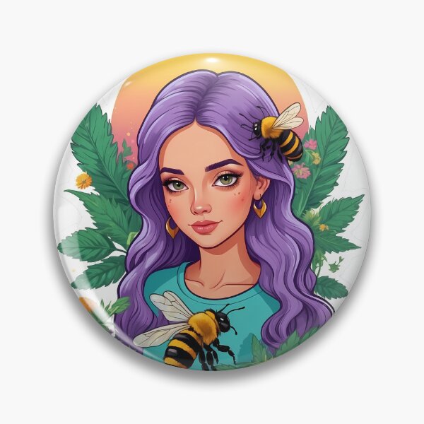 Item preview, Purple hair Bumble Bee Flower Power Chicka designed and sold by wojysmokes.