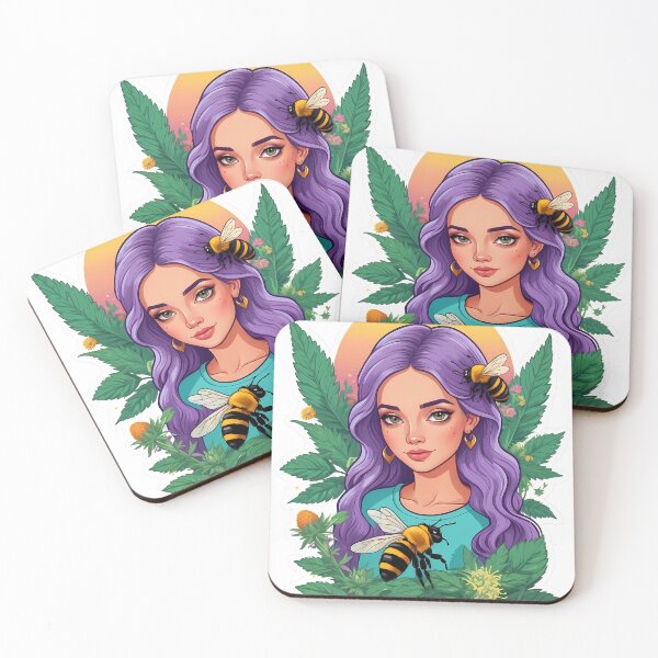 Item preview, Purple hair Bumble Bee Flower Power Chicka designed and sold by wojysmokes.