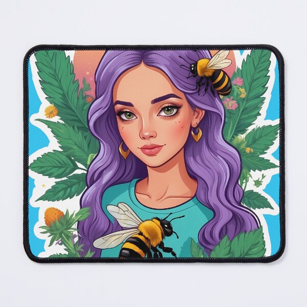 Item preview, Purple hair Bumble Bee Flower Power Chicka designed and sold by wojysmokes.