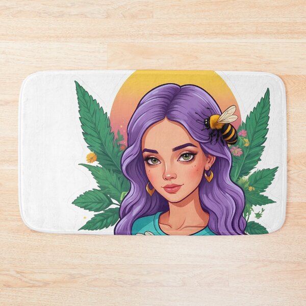 Item preview, Purple hair Bumble Bee Flower Power Chicka designed and sold by wojysmokes.