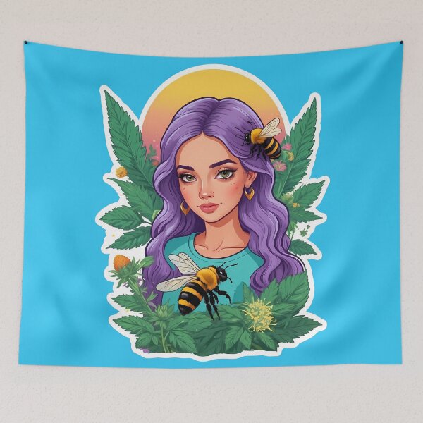 Item preview, Purple hair Bumble Bee Flower Power Chicka designed and sold by wojysmokes.