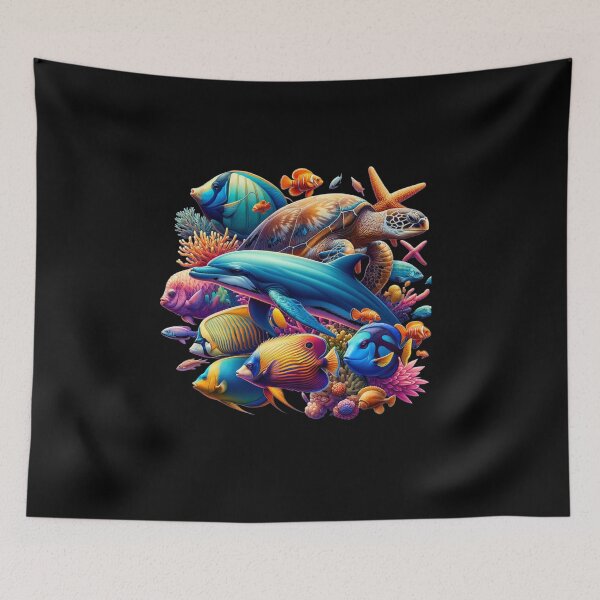 Item preview, Underwater Mosaic of Marine Creatures designed and sold by ChromaticBlend.