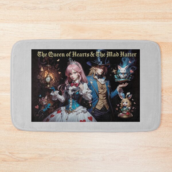 Item preview, Anime Style Queen of Hearts and Mad Hatter with Gold Font designed and sold by BardCoreDesigns.