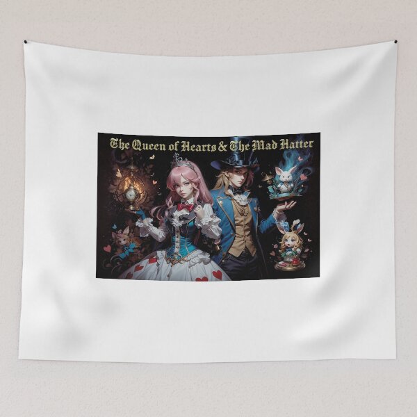 Item preview, Anime Style Queen of Hearts and Mad Hatter with Gold Font designed and sold by BardCoreDesigns.