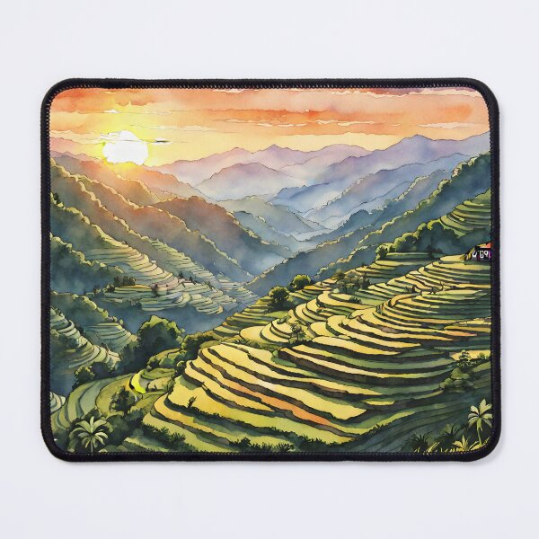 Item preview, Philippines Sunset: Banaue Rice Terraces Watercolor Beauty designed and sold by LSVart.