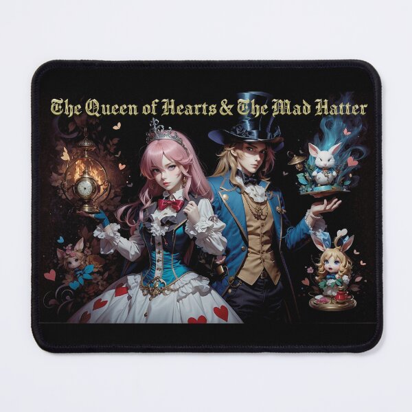 Item preview, Anime Style Queen of Hearts and Mad Hatter with Gold Font designed and sold by BardCoreDesigns.