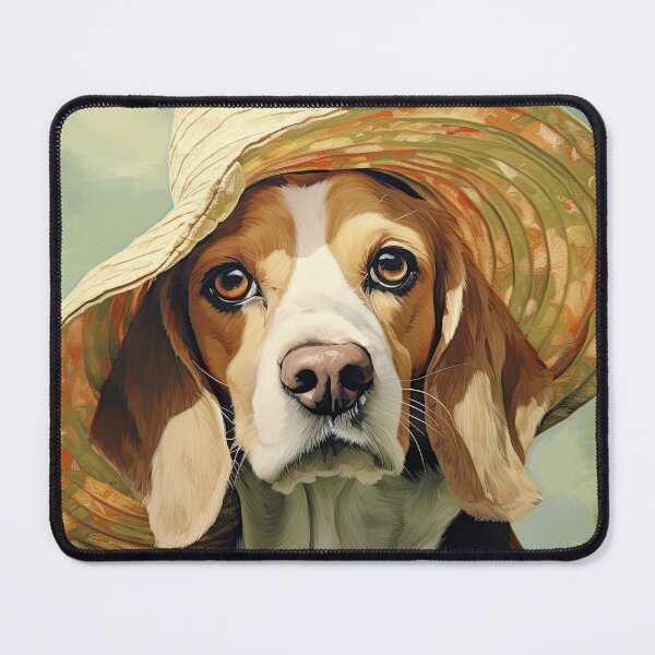 Item preview, Beagle dog lady with summer hat designed and sold by WallyPink.
