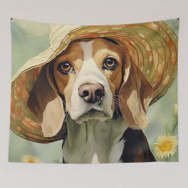 Item preview, Beagle dog lady with summer hat designed and sold by WallyPink.