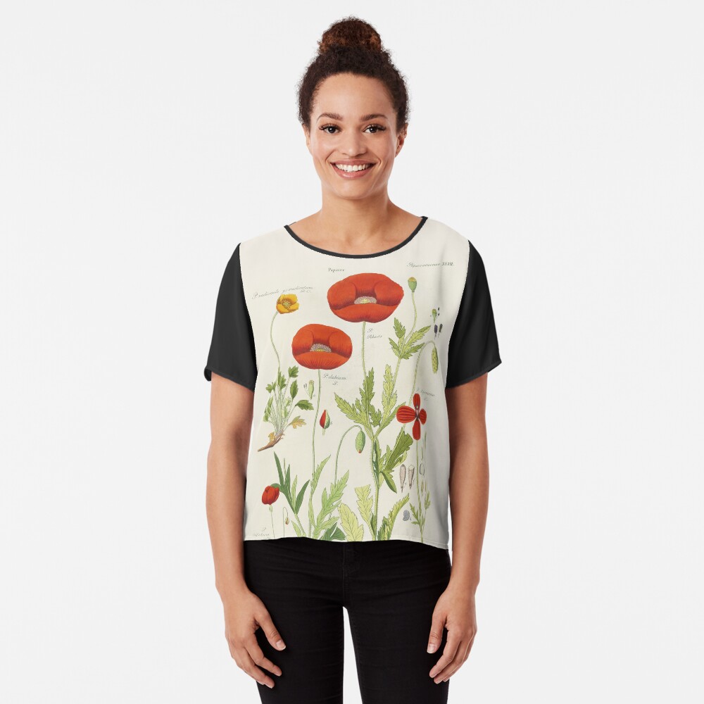 Botanical illustration: Poppy by David Dietrich – State Library Victoria Chiffon Top