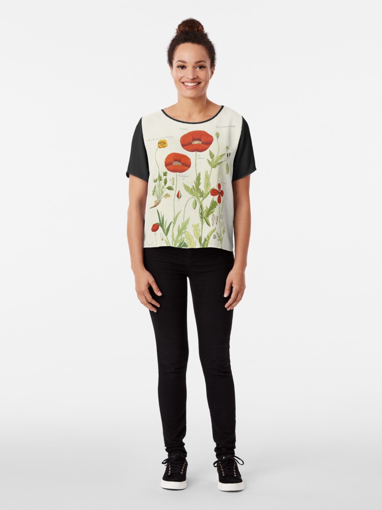 Alternate view of Botanical illustration: Poppy by David Dietrich – State Library Victoria Chiffon Top