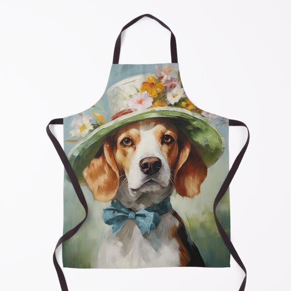Item preview, Beagle dog lady with flowers in summer hat designed and sold by WallyPink.