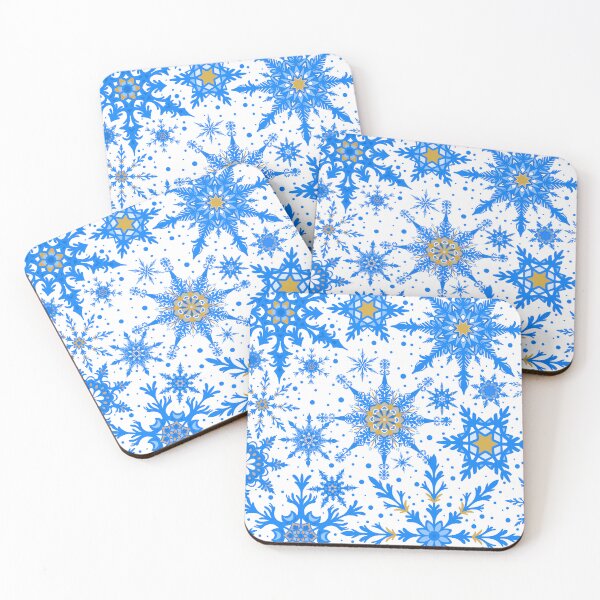 Item preview, Snowy Christmas Snowflakes ( White and Blue version ) designed and sold by Savi Singh.