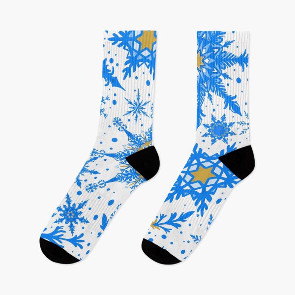 Item preview, Snowy Christmas Snowflakes ( White and Blue version ) designed and sold by Savi Singh.