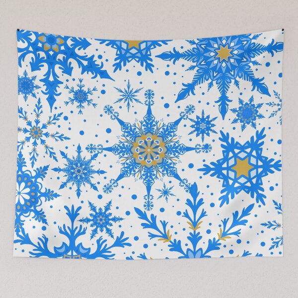 Item preview, Snowy Christmas Snowflakes ( White and Blue version ) designed and sold by Savi Singh.