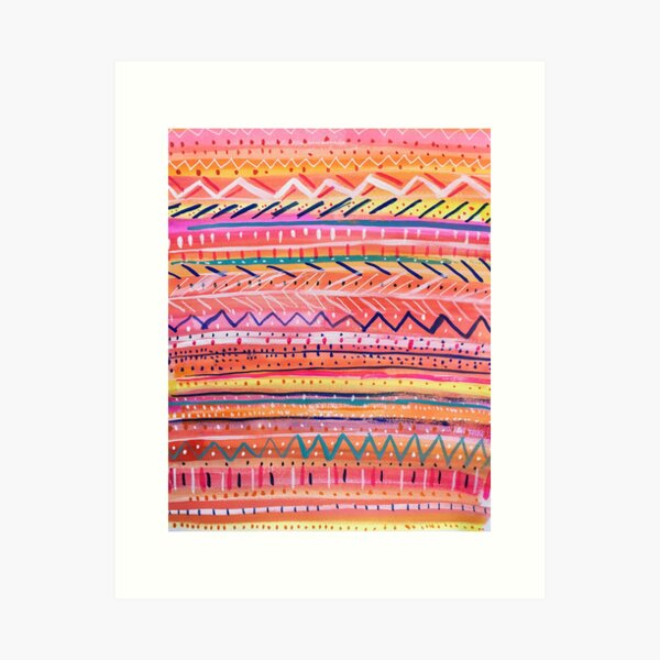 Aperçu de l'œuvre Rayures à motifs lumineuses peintes à la main créée et vendue par melaniebiehle.