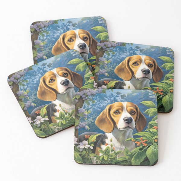Item preview, Beagle dogs in the flower garden designed and sold by WallyPink.