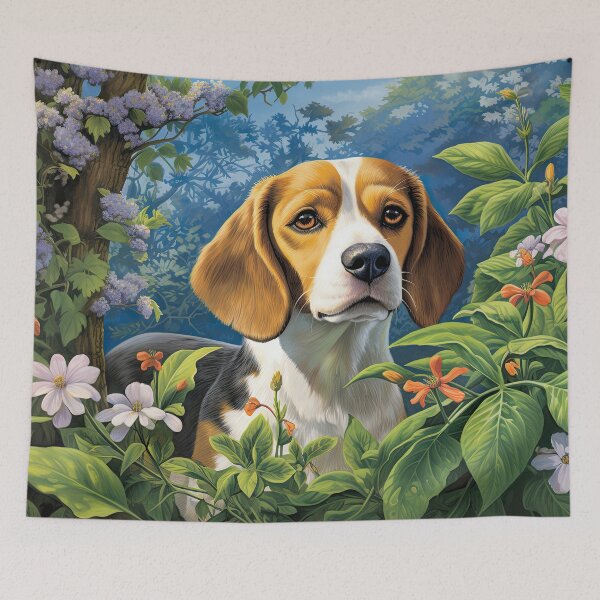 Item preview, Beagle dogs in the flower garden designed and sold by WallyPink.
