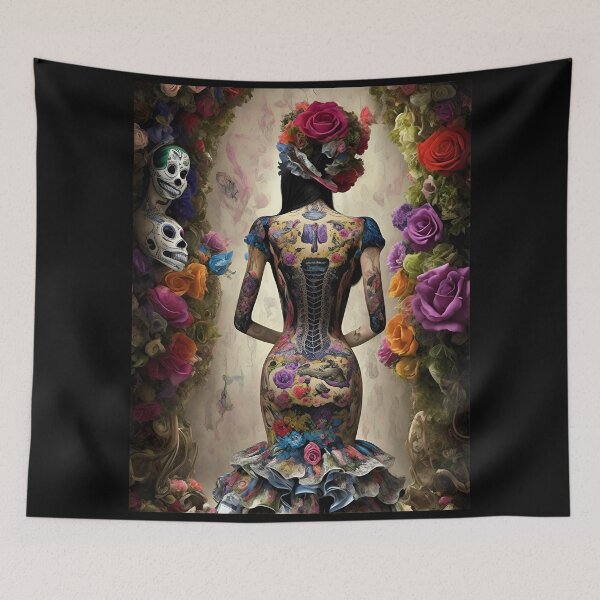 Item preview, Elegant gorgeous La Calavera Catrina, Lady of the afterlife, the Elegant Skull designed and sold by Fantasymachine.